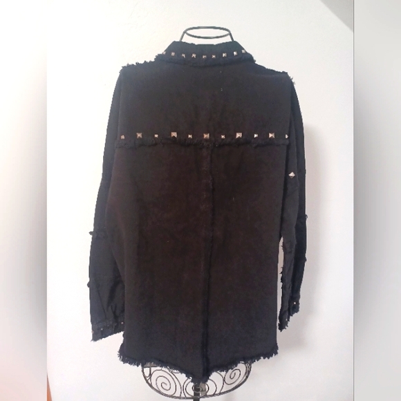 Zara Black Jean Jacket with Studded Details - Picture 9 of 12